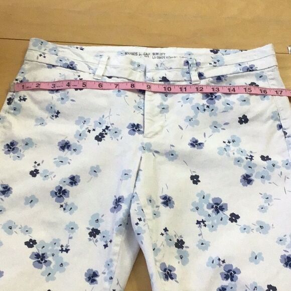 GAP Khakis crop ankle pants slim city white and blue liberty floral chino Pixi 8 - Picture 10 of 16